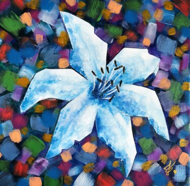 Картина под названием "Blue beauty" - Ingrida Grosmane, Подлинное произведение искусства, Акрил Установлен на Деревянная рам…