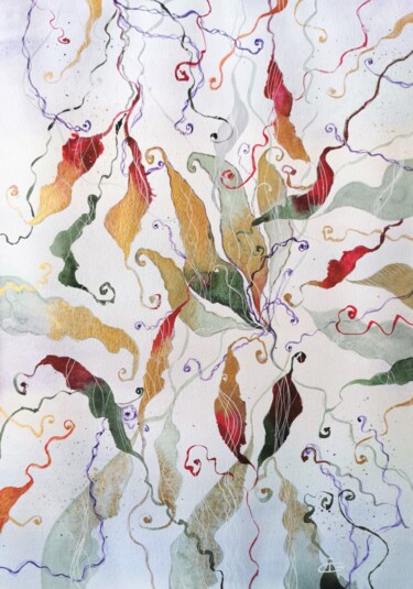 Malerei mit dem Titel "Fantasy" von Ingrida Grosmane, Original-Kunstwerk, Aquarell