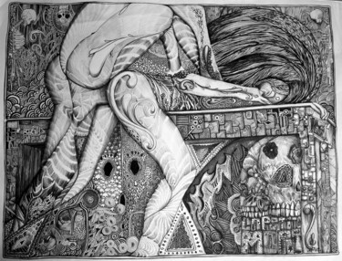 Σχέδιο με τίτλο "Petite Mort" από Grotesk, Αυθεντικά έργα τέχνης, Μελάνι