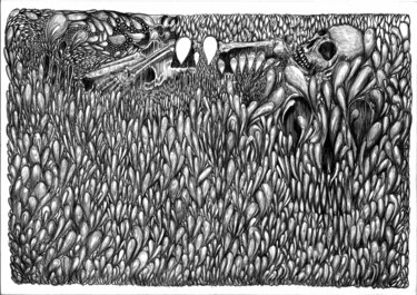 Dibujo titulada "Déjeuner sur l'herbe" por Grotesk, Obra de arte original, Tinta