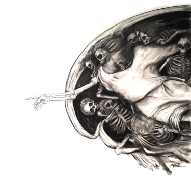Zeichnungen mit dem Titel "La Chapelle Sixtine…" von Grotesk, Original-Kunstwerk, Kohle