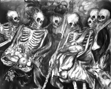 Desenho intitulada "Les tentations" por Grotesk, Obras de arte originais, Carvão