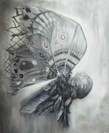 Malarstwo zatytułowany „Papillon D'outre to…” autorstwa Grotesk, Oryginalna praca, Akryl Zamontowany na Drewniana rama noszy