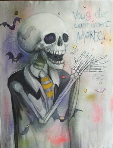 「Mortel」というタイトルの絵画 Groteskによって, オリジナルのアートワーク, アクリル ウッドストレッチャーフレームにマウント