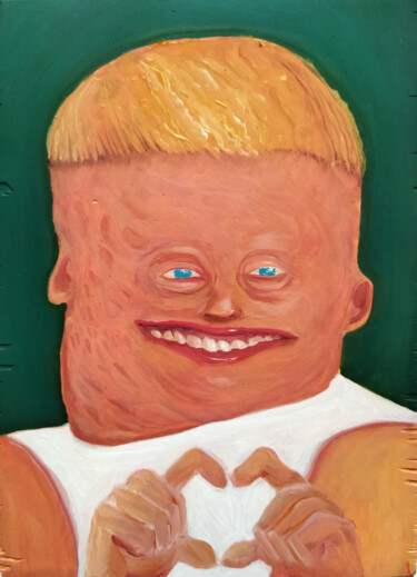 Malerei mit dem Titel "Love boy" von Grotesk, Original-Kunstwerk, Öl