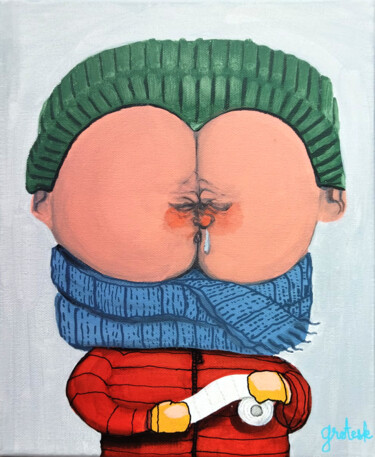 Painting titled "cul qui fuit" by Grotesk, Original Artwork, Acrylic Mounted on Wood Stretcher frame