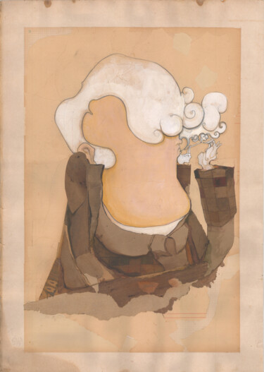 Κολάζ με τίτλο "Smocky Boy" από Grotesk, Αυθεντικά έργα τέχνης, Κολάζ Τοποθετήθηκε στο Χαρτόνι