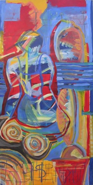 Painting titled "la plage" by Claire Grousset, Original Artwork