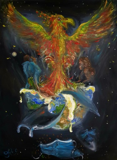 Malerei mit dem Titel "Resurrection - Phen…" von Peter Grundtner, Original-Kunstwerk, Öl