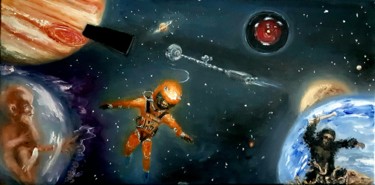 Peinture intitulée "Space - 2001 Life i…" par Peter Grundtner, Œuvre d'art originale, Huile