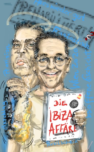 Arte digital titulada "Die Ibiza-Affäre" por Peter Grundtner, Obra de arte original, Trabajo Digital 2D