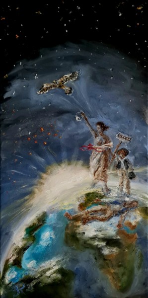 Malerei mit dem Titel "Liberté !" von Peter Grundtner, Original-Kunstwerk, Öl