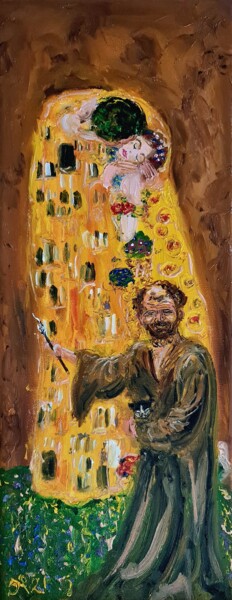 Malerei mit dem Titel "The Kiss after Klimt" von Peter Grundtner, Original-Kunstwerk, Öl