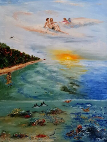 Painting titled "Away from COVID bac…" by Peter Grundtner, Original Artwork, Oil