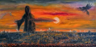 Malerei mit dem Titel "Orange Dawn" von Peter Grundtner, Original-Kunstwerk, Öl