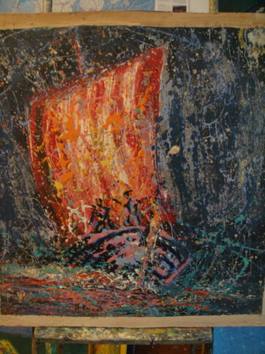 Malerei mit dem Titel "руские мореплаватели" von Oleg Grunzovsky, Original-Kunstwerk, Öl