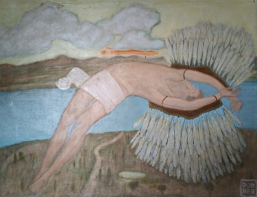 Malarstwo zatytułowany „Ikar” autorstwa Grzegorz Domher, Oryginalna praca, Olej
