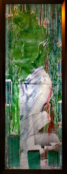 Painting titled ""MADAME"" by Grzegorz Lerka, Original Artwork, Gouache Mounted on Wood Stretcher frame