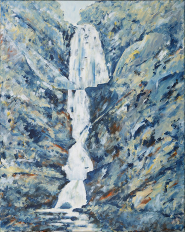Malerei mit dem Titel "Wasserfall" von Gregor Stäuble, Original-Kunstwerk, Acryl