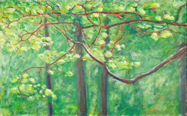 Malerei mit dem Titel "Fühlingswald" von Gregor Stäuble, Original-Kunstwerk, Acryl