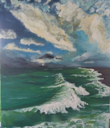 Desenho intitulada "dalgalı deniz" por Gülay Şimşek, Obras de arte originais, Pigmentos