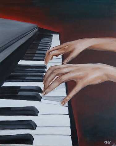 Malerei mit dem Titel "piano piano" von Gülay Şimşek, Original-Kunstwerk, Pigmente