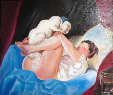Peinture intitulée "La Gimblette d'aprè…" par Gérard Rouyer (Gégé), Œuvre d'art originale, Huile
