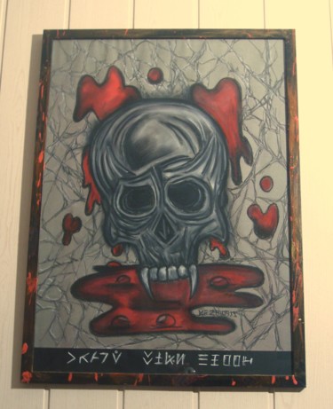Drawing titled "Crane with Blood" by Gu Lagalerie, Original Artwork, Chalk