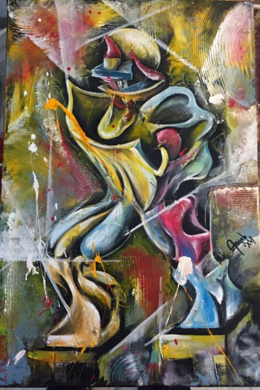 Malerei mit dem Titel "Omaggio a Boccioni" von Angelo Guadalupi, Original-Kunstwerk