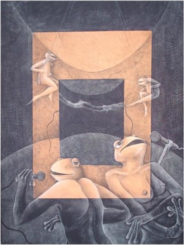 Painting titled "Cantantes" by Eduardo Gualdoni, Original Artwork