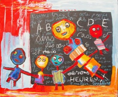 Peinture intitulée "ABCDE et nous seron…" par Les Guallino, Œuvre d'art originale