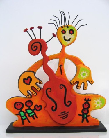 Sculpture intitulée "Accords orangés" par Les Guallino, Œuvre d'art originale