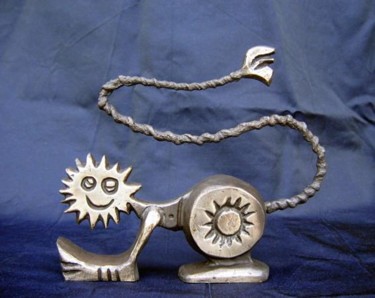 Sculpture intitulée "Lion charmeur" par Les Guallino, Œuvre d'art originale, Métaux
