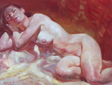 Painting titled "Julie" by Guang Ai, Original Artwork, Oil