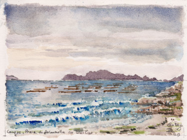 Peinture intitulée "Cangas, vue des Ile…" par Gu Bragh, Œuvre d'art originale, Huile
