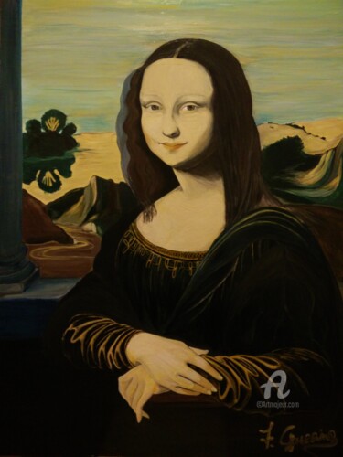 Malerei mit dem Titel "Monna Lisa Giovane" von Fulvia Guccini, Original-Kunstwerk, Tempera