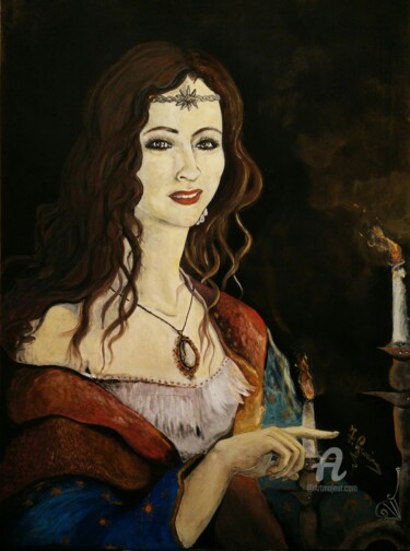 Peinture intitulée "La Castellana" par Fulvia Guccini, Œuvre d'art originale, Tempera