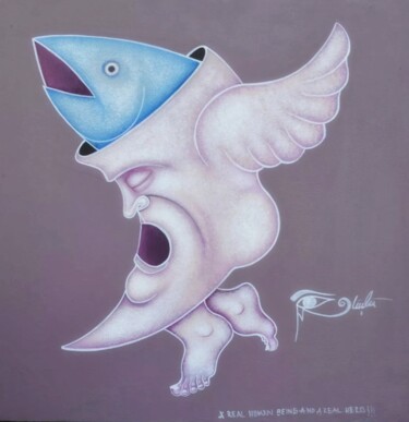 Painting titled "Screaming Bitch Bird" by Güçlü Kadir Yılmaz, Original Artwork, Acrylic