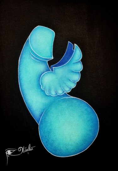 Pintura intitulada "Blue Phallus" por Güçlü Kadir Yılmaz, Obras de arte originais, Acrílico