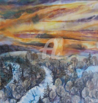 Картина под названием "Зимнее солнце" - Liliyana Gudava, Подлинное произведение искусства, Другой