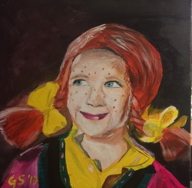 Malerei mit dem Titel "Pippi - self portra…" von Gudrun Sageder, Original-Kunstwerk, Acryl