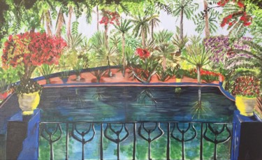 Malerei mit dem Titel "Jardin Majorelle" von Gudrun Sageder, Original-Kunstwerk, Acryl