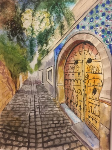 Painting titled "path to paradise" by Gudrun Sageder, Original Artwork, Watercolor