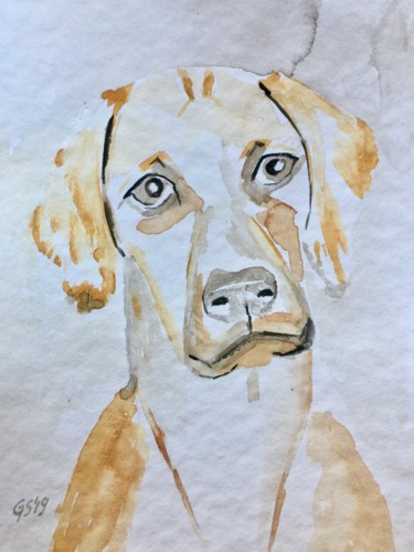 Malerei mit dem Titel "Rhodesian Ridgeback" von Gudrun Sageder, Original-Kunstwerk, Aquarell