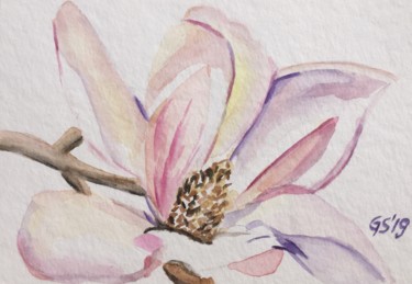 Painting titled "Magnolia" by Gudrun Sageder, Original Artwork, Watercolor