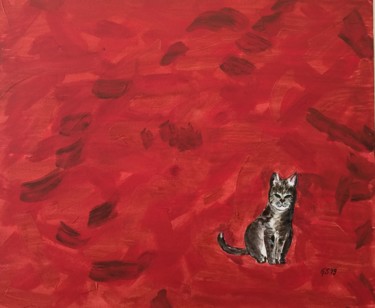 Painting titled "lost cat" by Gudrun Sageder, Original Artwork, Acrylic