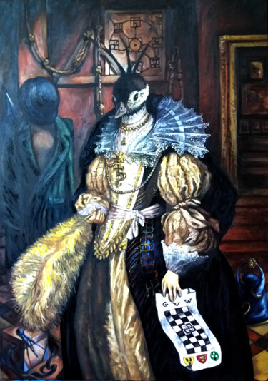 Dame Saturne Peinture intitulée "Dame Saturne" par Thierry Guého, Œuvre d'art originale, Huile