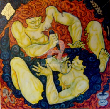 Peinture intitulée "Caïn et Abel" par Thierry Guého, Œuvre d'art originale, Huile