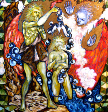 Peinture intitulée "Le Baptême" par Thierry Guého, Œuvre d'art originale, Huile