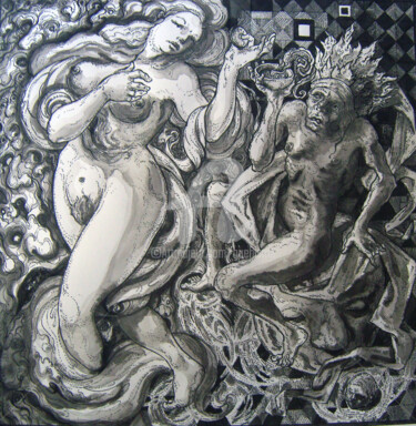 Dessin intitulée "Salomé" par Thierry Guého, Œuvre d'art originale, Encre